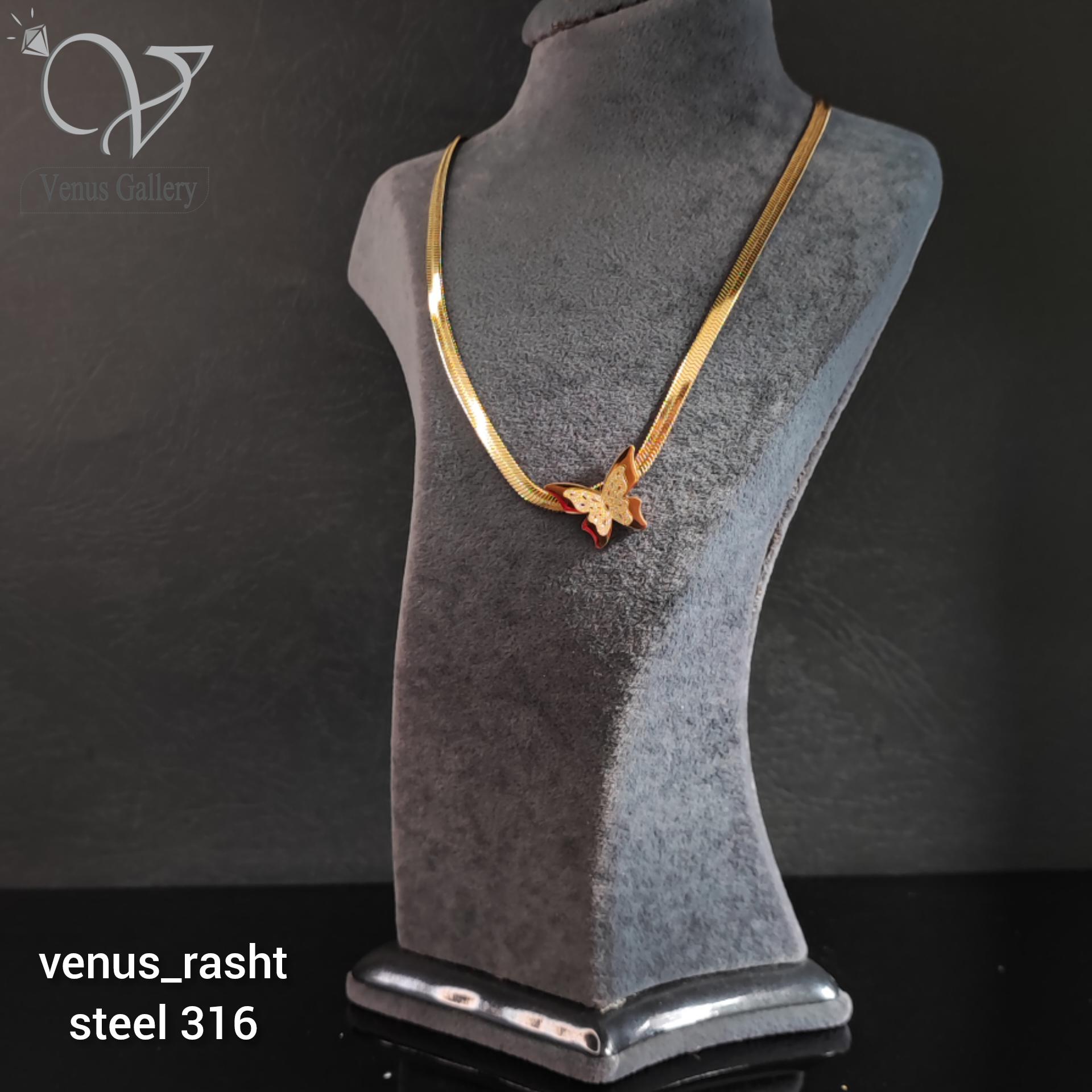 InShot_20230303_010509450.jpg گردنبند ماری هرینگبون با پروانه ی چسب استیل - Image 1