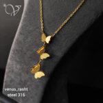 گردنبند زنانه استیل طرح سه پروانه طلایی