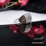 انگشتر نقره زنانه طرح تراش بدون نگین - Image 2