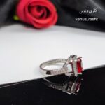انگشتر نقره جواهری نگین قرمز کد 1472 - Image 4