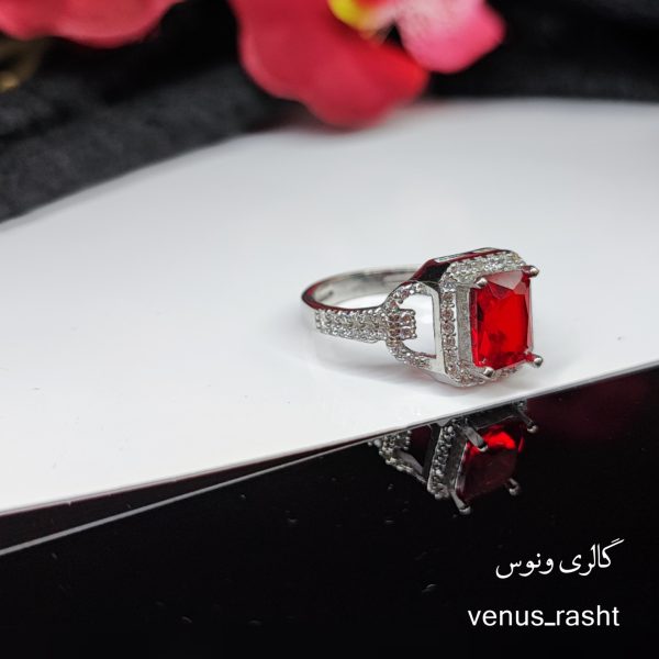 InShot_20230316_182321187-600x600-1.jpg انگشتر نقره جواهری نگین قرمز کد 1472 - Image 3