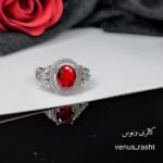 انگشتر نقره زنانه نگین قرمز جواهری کد 1466