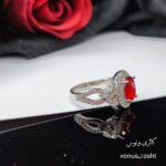 انگشتر نقره زنانه نگین قرمز جواهری کد 1466 - Image 3