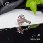 انگشتر نقره زنانه طرح جواهر با سنگ صورتی کد 1219 - Image 3