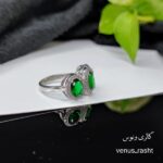 انگشتر نقره جواهری نگین سبز کد 1495 - Image 2
