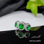 انگشتر نقره جواهری نگین سبز کد 1495