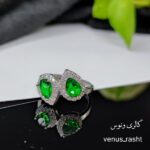 انگشتر نقره زنانه طرح اشک نگین رنگی (قرمز / سبز / کریستالی / آبی )کد 1277 - Image 4