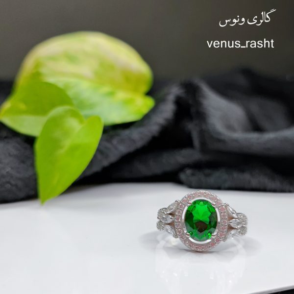 InShot_20230316_184202304-600x600-1.jpg انگشتر نقره جواهری نگین سبز کد 1483 - Image 2