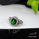 انگشتر نقره جواهری نگین سبز کد 1483 - Image 3