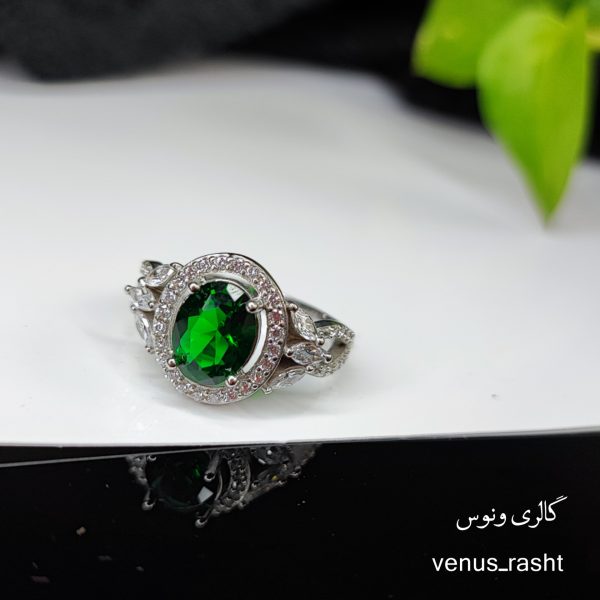 InShot_20230316_184241255-600x600-1.jpg انگشتر نقره جواهری نگین سبز کد 1483 - Image 3