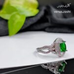 انگشتر نقره جواهری نگین سبز کد 1483 - Image 4