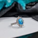 انگشتر نقره زنانه سنگ آبی روشن کد 1224