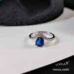 انگشتر نقره نگین آبی طرح تاج کد 1287 - Image 2