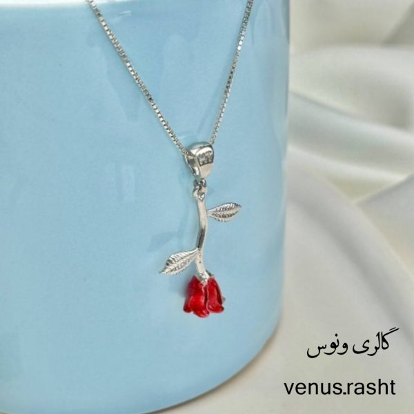 InShot_20230510_203432645-600x600-1.jpg گردنبند گل رز نقره دخترانه / زنانه کد 1628 - Image 2