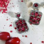 گوشواره طرح یاقوت نگین قرمز نقره کد 2326