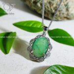 گردنبند نقره سنگ اصل زمرد - Image 2