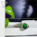 انگشتر نقره ظریف جواهری نگین سبز زنانه کد 1473 - Image 2