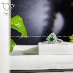 انگشتر نقره جواهری نگین سبز اشکی - Image 3