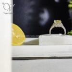انگشتر نقره جواهری نگین طلایی کد 1421 - Image 4