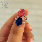 انگشتر نقره نگین رنگی طرح جواهر کد 2987 - Image 2