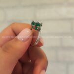 انگشتر نقره جواهری زنانه نگین سبز کد 5247 - Image 4
