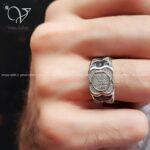 انگشتر نقره مردانه طرح حلقه نگین دار