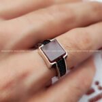 انگشتر نقره مردانه با سنگ عقیق قهوه ای کد 4506 - Image 2