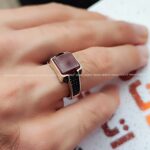 انگشتر نقره مردانه با سنگ عقیق قهوه ای کد 4506