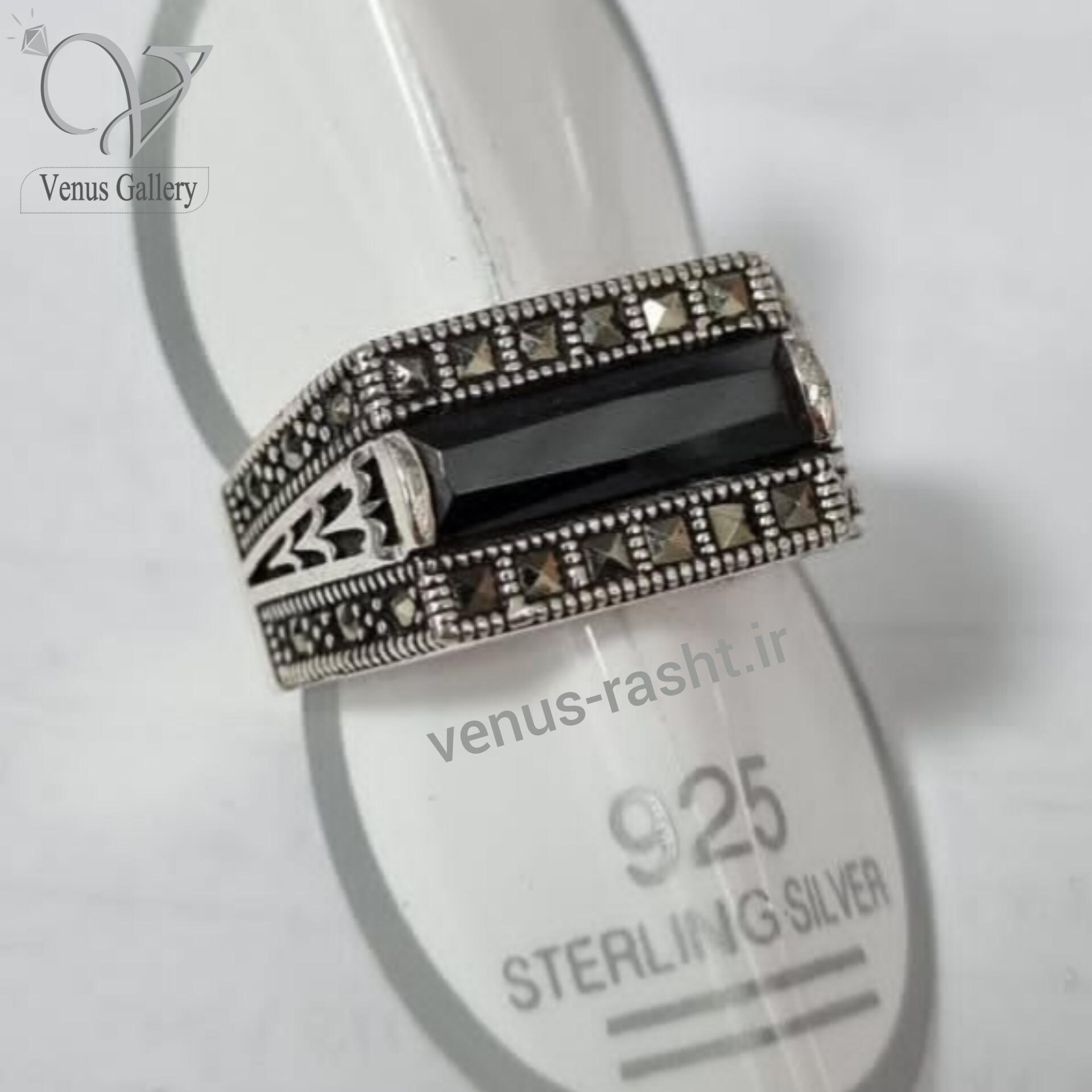 InShot_۲۰۲۴۰۱۱۱_۰۰۲۰۱۷۸۵۲.jpg انگشتر نقره مردانه نگین مارکازیت سیاه قلم با سنگ اونیکس چند بعدی کد 4529 - Image 1