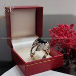 انگشتر نقره مردانه سنگ اونیکس با طرح برگ روی رکاب کد 4668 - Image 3