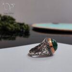 انگشتر نقره مردانه سنگ عقیق سبز کد 2441 - Image 4