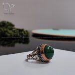 انگشتر نقره مردانه سنگ عقیق سبز کد 2441 - Image 2