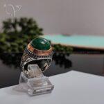 انگشتر نقره مردانه سنگ عقیق سبز کد 2441