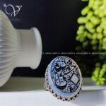 انگشتر نقره مردانه عقیق طوسی با حکاکی حسبی الله 2423