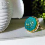 انگشتر نقره مردانه عقیق سبز با حکاکی حسبی الله کد 2421 - Image 2