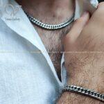 ست دستبند و گردنبند استیل مردانه