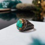 انگشتر نقره مردانه سنگ فیروزه نیشابور اصل کد 2433 - Image 2