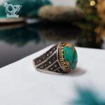 انگشتر نقره مردانه سنگ فیروزه نیشابور اصل کد 2433 - Image 4