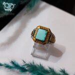 انگشتر نقره مردانه سنگ فیروزه نیشابور مدل رولکس - Image 6