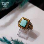 انگشتر نقره مردانه سنگ فیروزه نیشابور مدل رولکس - Image 5