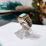 انگشتر نقره مردانه سنگ فیروزه نیشابور مدل رولکس - Image 4