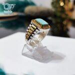 انگشتر نقره مردانه سنگ فیروزه نیشابور مدل رولکس