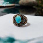 انگشتر نقره مردانه سنگ فیروزه نیشابور کد 2455 - Image 2