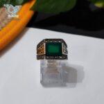 انگشتر نقره مردانه سنگ عقیق سبز کد 2521 - Image 2