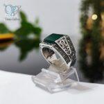 انگشتر نقره مردانه سنگ عقیق سبز کد 2521 - Image 3