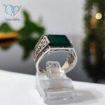 انگشتر نقره مردانه سنگ عقیق سبز کد 2521 - Image 4