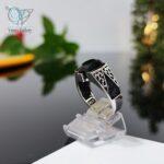 انگشتر نقره مردانه سنگ سبز اتمی کریستالی کد 2513 - Image 2