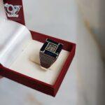 انگشتر نقره مردانه سنگ آبی نگین مارکازیت کد 2506 - Image 4