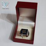 انگشتر نقره مردانه سنگ آبی نگین مارکازیت کد 2506 - Image 5