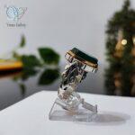 انگشتر نقره مردانه سنگ عقیق سبز - Image 4